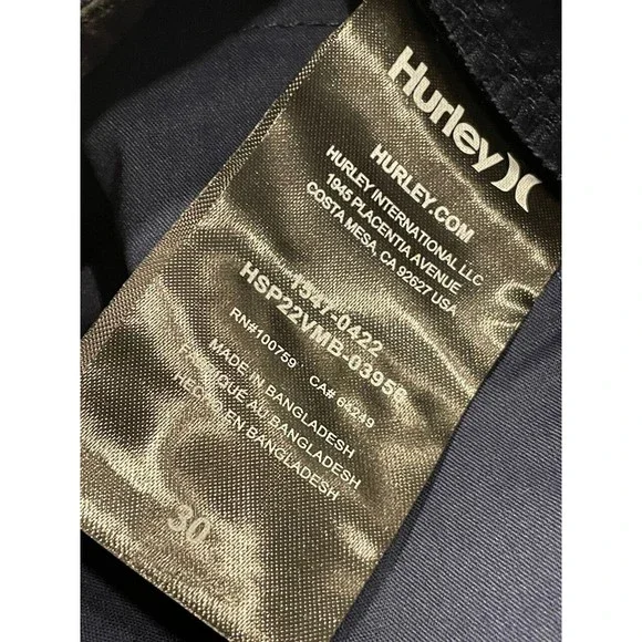 Hurley Men's Cotton Twill Walk Shorts Size 30 Navy Blue 10-Inch Inseam NWT - Picture 5 of 12